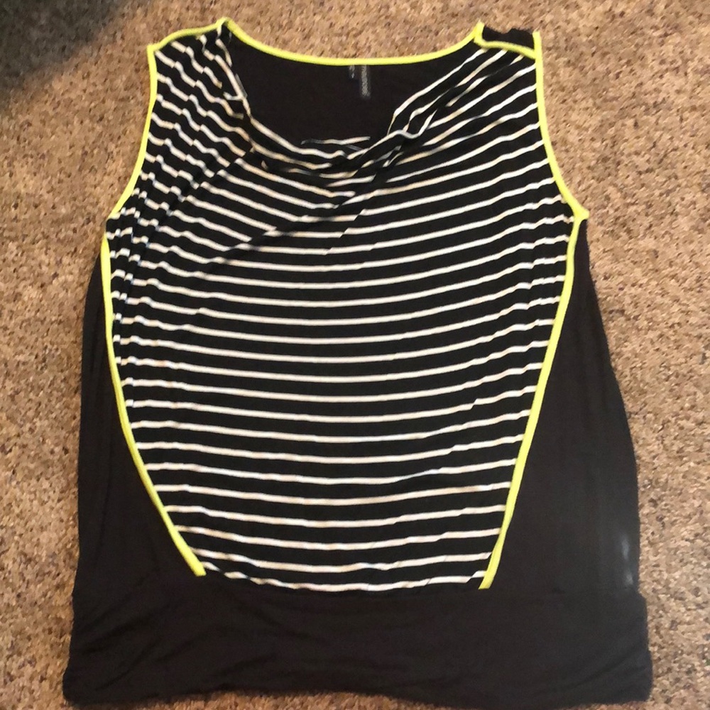 *Last Chance* Maurices Black with Stripes and Green Trim Tank Top